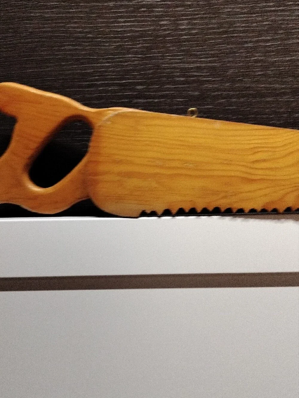 Handmade Wooden Saw-Shaped Wall Hook Rack - Honey Brown